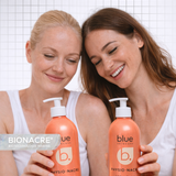 Deux mannequins présentant des soins hydratants pour la peau sèche dans une routine quotidienne de soin du corps.